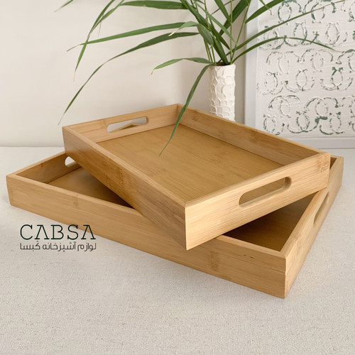 سینی بامبو دسته دار مستطیل سایز متوسط وارداتی