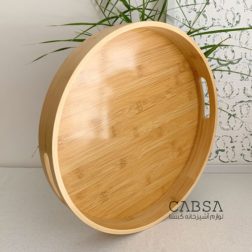 سینی بامبو دسته دار گرد سایز متوسط وارداتی