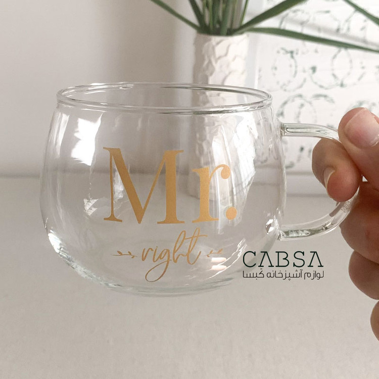 لیوان پیرکس دسته دار تپل طرح MR بسته 1 عددی وارداتی