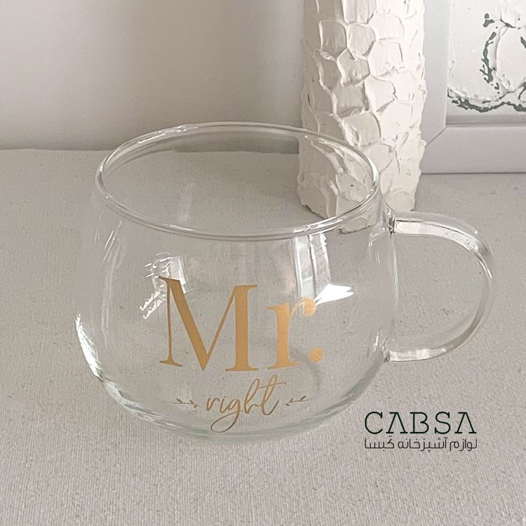لیوان پیرکس دسته دار تپل طرح MR بسته 1 عددی وارداتی