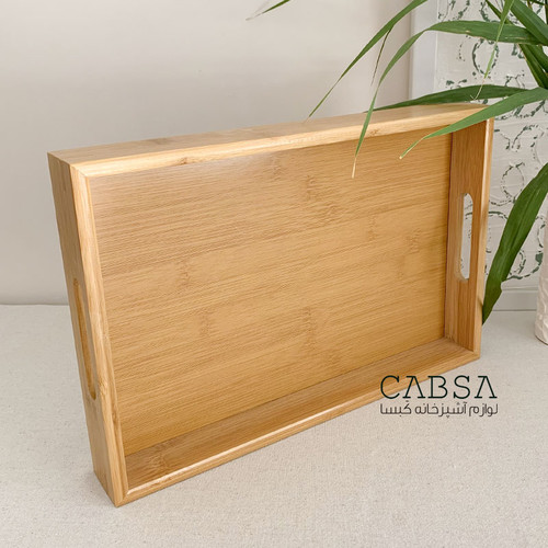 سینی بامبو دسته دار مستطیل سایز کوچک وارداتی