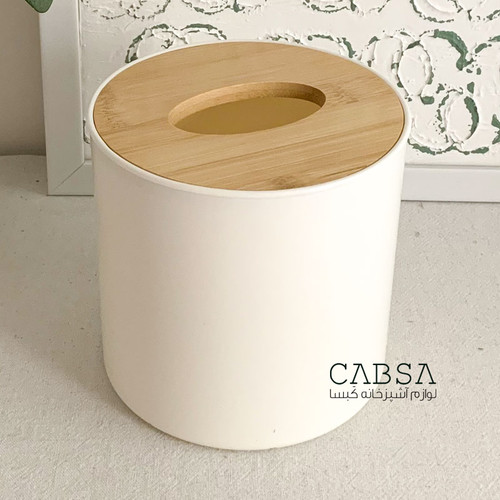 جا دستمال کاغذی گرد درب بامبو وارداتی