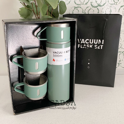 فلاسک سه کاپ استیل 304 گرم و سرد 500 میل در 5 رنگ وارداتی