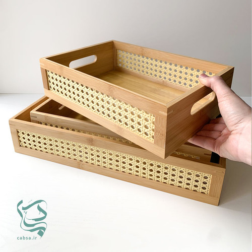 سینی بامبو دور حصیری وارداتی درجه یک سایز کوچک