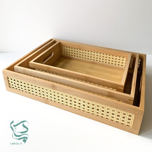 سینی بامبو دور حصیری وارداتی درجه یک سایز بزرگ