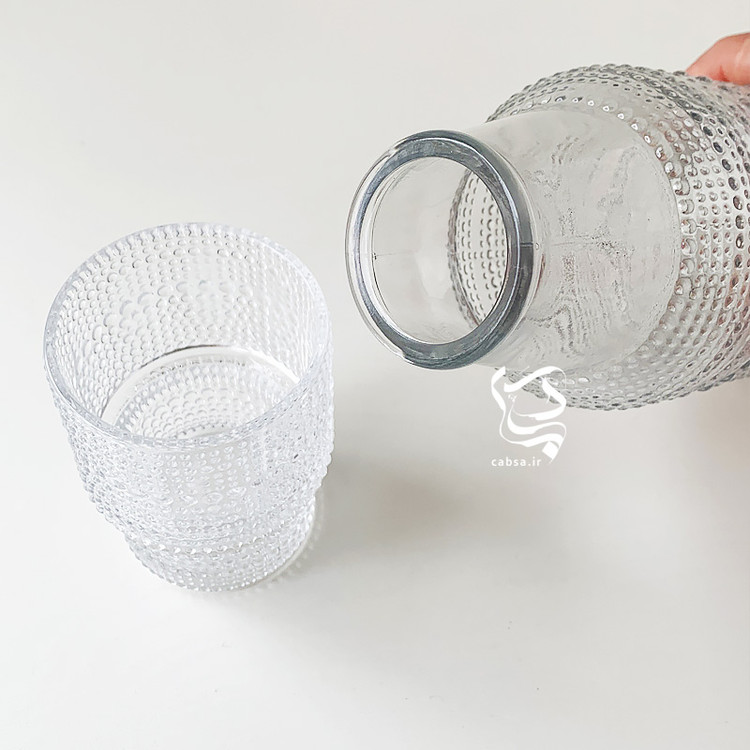 پارچ شب بلوری با لیوان ست بلور ضخیم وارداتی در ۴ طرح مختلف، مناسب برای استفاده روزمره و پذیرایی شیک.