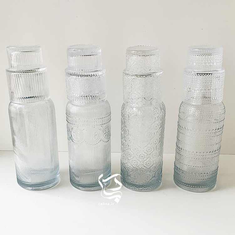 پارچ شب بلوری با لیوان ست بلور ضخیم وارداتی در ۴ طرح مختلف، مناسب برای استفاده روزمره و پذیرایی شیک.