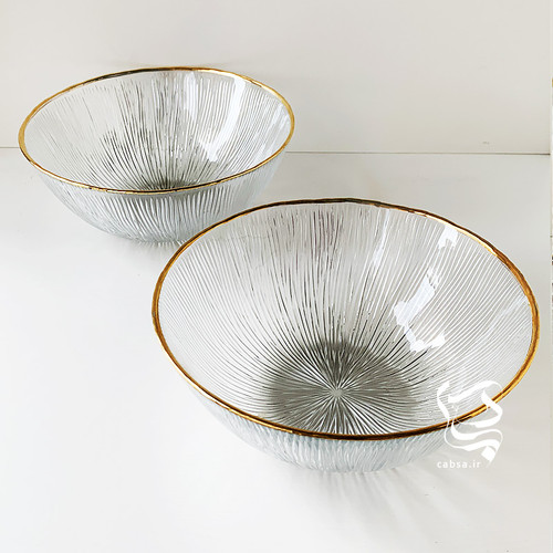 کاسه سالاد خوری نوری تازه سولو بسته ۲ عددی با دور طلای هلندی ۱۰٪، طراحی شیک و خاص، مناسب برای پذیرایی لوکس و استفاده روزمره