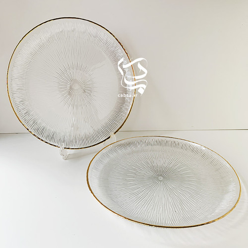 دیس نوری تازه سولو بسته ۲ عددی با دور طلای هلندی ۱۰٪، طراحی زیبا و باکیفیت، مناسب برای پذیرایی لوکس