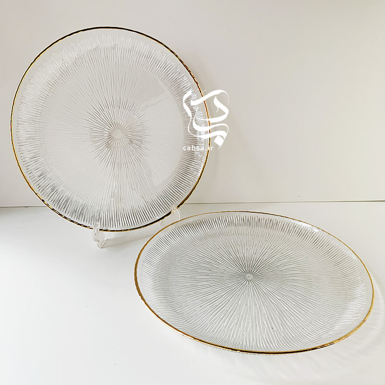 دیس نوری تازه سولو بسته ۲ عددی با دور طلای هلندی ۱۰٪، طراحی زیبا و باکیفیت، مناسب برای پذیرایی لوکس