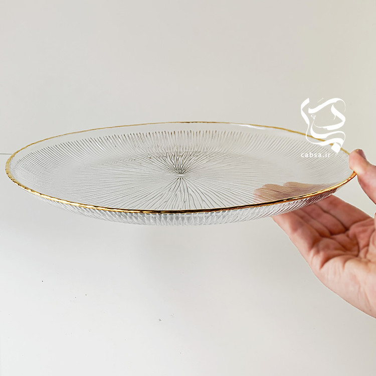 دیس نوری تازه سولو بسته ۲ عددی با دور طلای هلندی ۱۰٪، طراحی زیبا و باکیفیت، مناسب برای پذیرایی لوکس