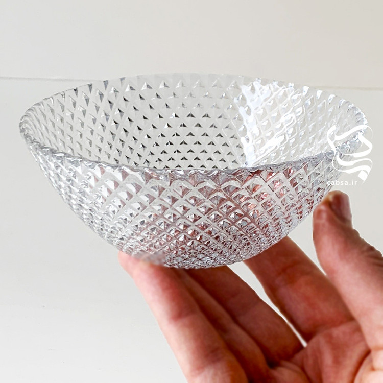 هفت سین بلور ۷ پارچه نوری تازه مدل پیکسل، شامل ۶ پیاله و ۱ کاسه پذیرایی، طراحی زیبا و شیک برای سفره هفت سین