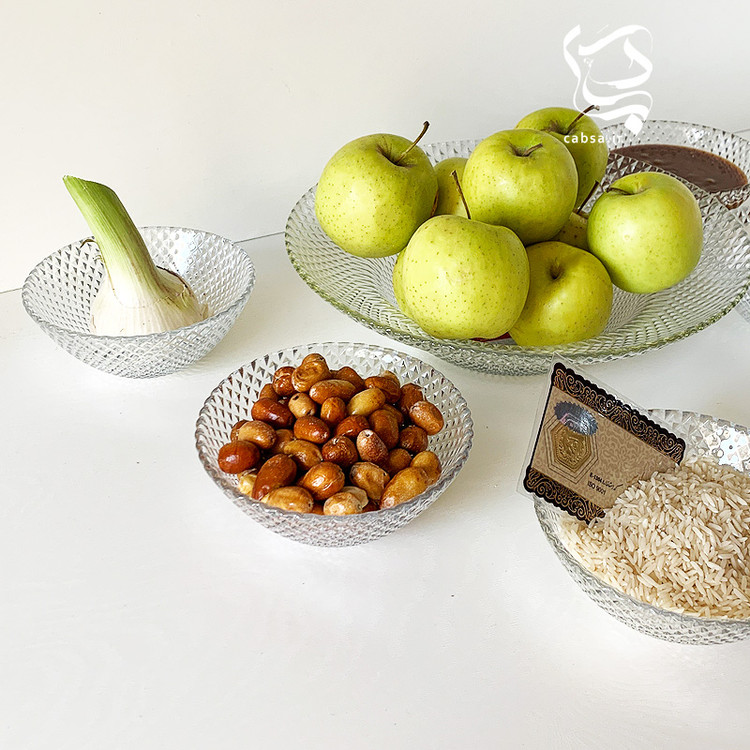 هفت سین بلور ۷ پارچه نوری تازه مدل پیکسل، شامل ۶ پیاله و ۱ کاسه پذیرایی، طراحی زیبا و شیک برای سفره هفت سین