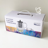 ست قوری و شات پیرکس برند دلی گلس، شامل یک قوری ۶۰۰ میلیلیتری و ۶ فنجان پیرکس مقاوم، با طراحی شیک و مناسب برای سرو چای و دمنوش.