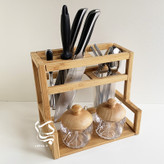 ستند آشپزخانه بامبو وارداتی، نظمدهنده چاقو و قاشق چنگال با طراحی شیک و مقاوم از جنس بامبو طبیعی.