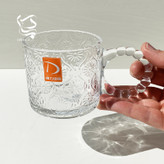 ست ۶ عددی لیوان دسته مرواریدی طرحدار بلور آنتیشوک برند دلیگلس