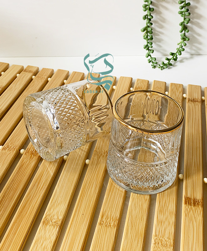 ست لیوان بلور لب طلایی کاوه – 6 عددی، بلور شفاف با لبه طلایی برای سرو نوشیدنی