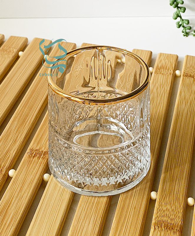 ست لیوان بلور لب طلایی کاوه – 6 عددی، بلور شفاف با لبه طلایی برای سرو نوشیدنی