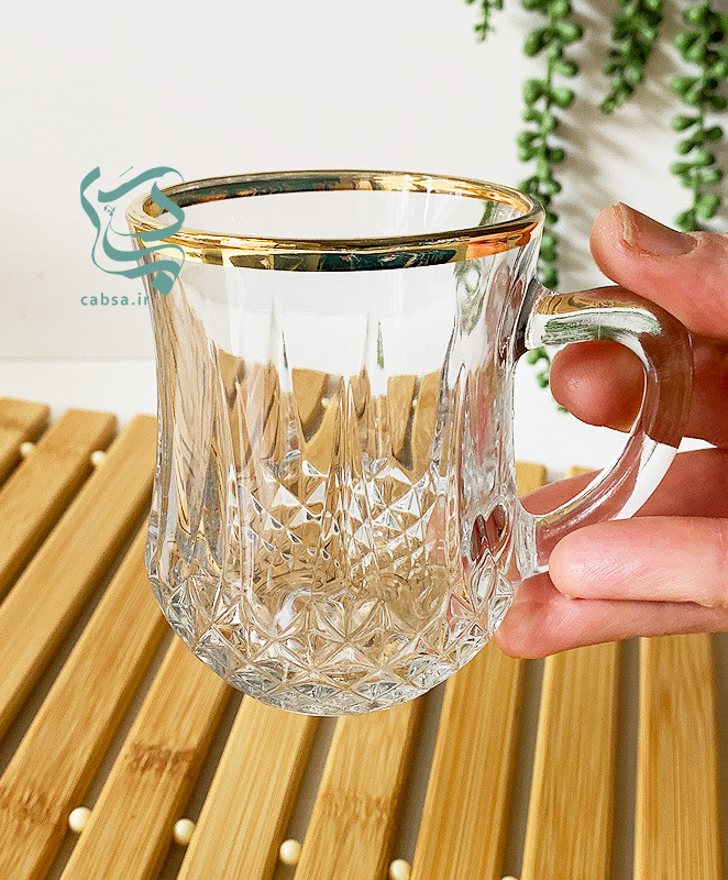 فنجان لب طلایی کمر باریک مدل اپرا نوری تازه بسته 6 عددی مناسب سرو چای و پذیرایی شیک