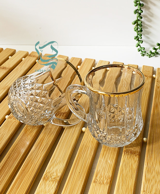 فنجان لب طلایی کمر باریک مدل اپرا نوری تازه بسته 6 عددی مناسب سرو چای و پذیرایی شیک