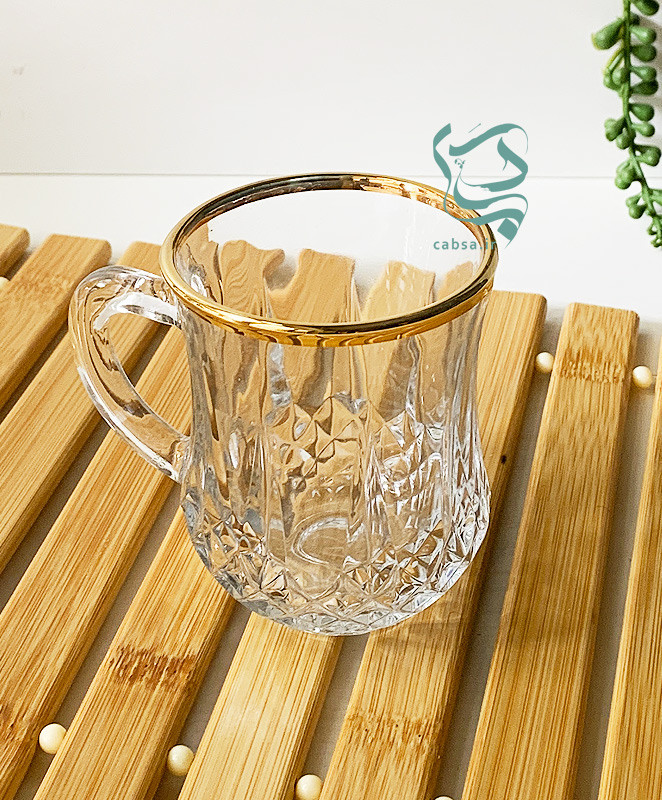 فنجان لب طلایی کمر باریک مدل اپرا نوری تازه بسته 6 عددی مناسب سرو چای و پذیرایی شیک