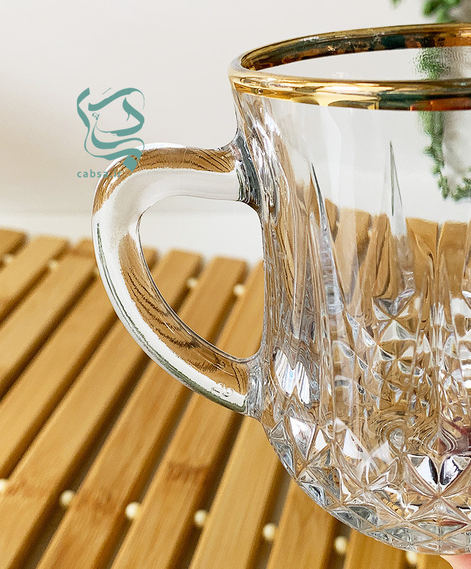 فنجان لب طلایی کمر باریک مدل اپرا نوری تازه بسته 6 عددی مناسب سرو چای و پذیرایی شیک