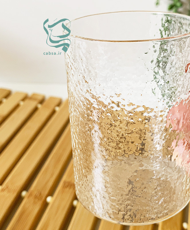 لیوان پیرکس یخی دسته طلایی ماگ پیرکس شفاف مناسب نوشیدنیهای گرم و سرد