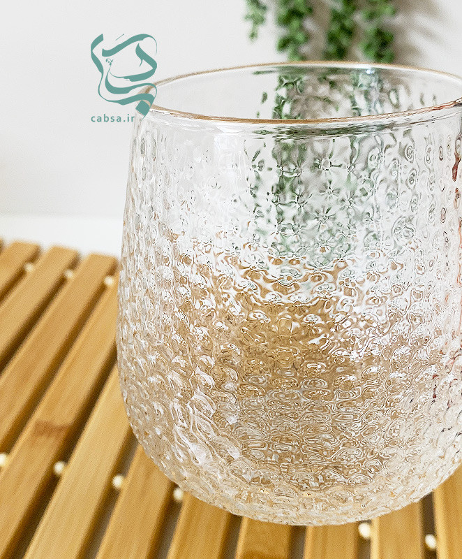لیوان پیرکس طرح برفی دسته طلایی ماگ شفاف مناسب سرو نوشیدنیهای گرم و سرد