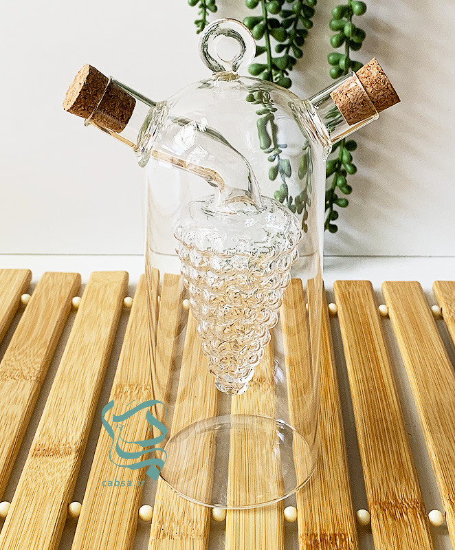 روغنریز دوجداره انگوری پیرکس وارداتی – ظرف آبلیمو، سرکه و روغن زیتون شفاف و مقاوم