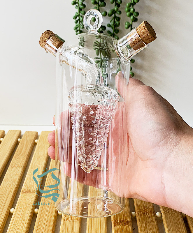 روغنریز دوجداره انگوری پیرکس وارداتی – ظرف آبلیمو، سرکه و روغن زیتون شفاف و مقاوم