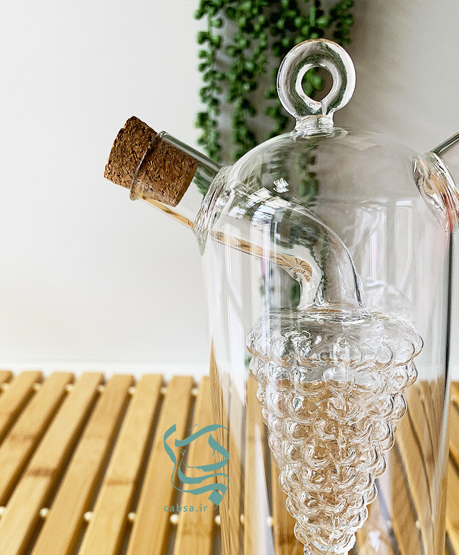 روغنریز دوجداره انگوری پیرکس وارداتی – ظرف آبلیمو، سرکه و روغن زیتون شفاف و مقاوم