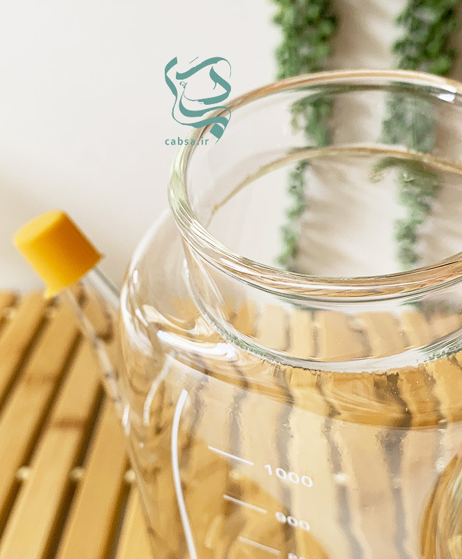 روغنریز پیرکس 1000 میل طرح کتابی با درب بامبو و واشر سیلیکونی – ظرف شفاف برای روغن، سرکه و آبلیمو