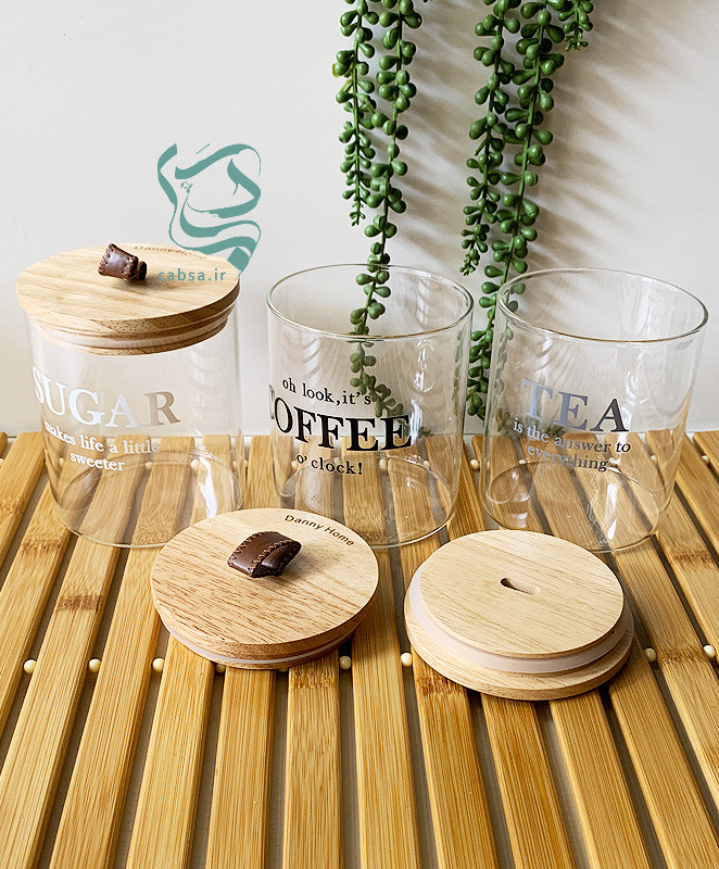 ظروف نگهداری شیشهای با درب بامبو – 3 عددی دنی هوم
