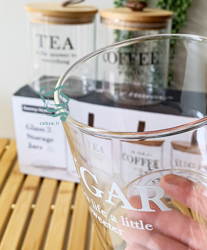 ست بانکه شیشهای با درب بامبو – ظروف نگهداری آشپزخانه