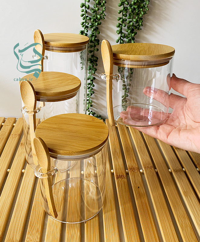 ست ۴ تایی بانکه گرد پیرکس قطر ۱۰ سانت – درب بامبو