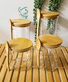 بانکه پیرکس با درب بامبو و قاشق – نمای اصلی