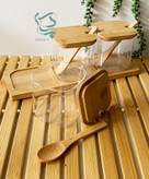 بانکه پیرکس مربعی 8×8 سانت همراه با قاشق بامبویی