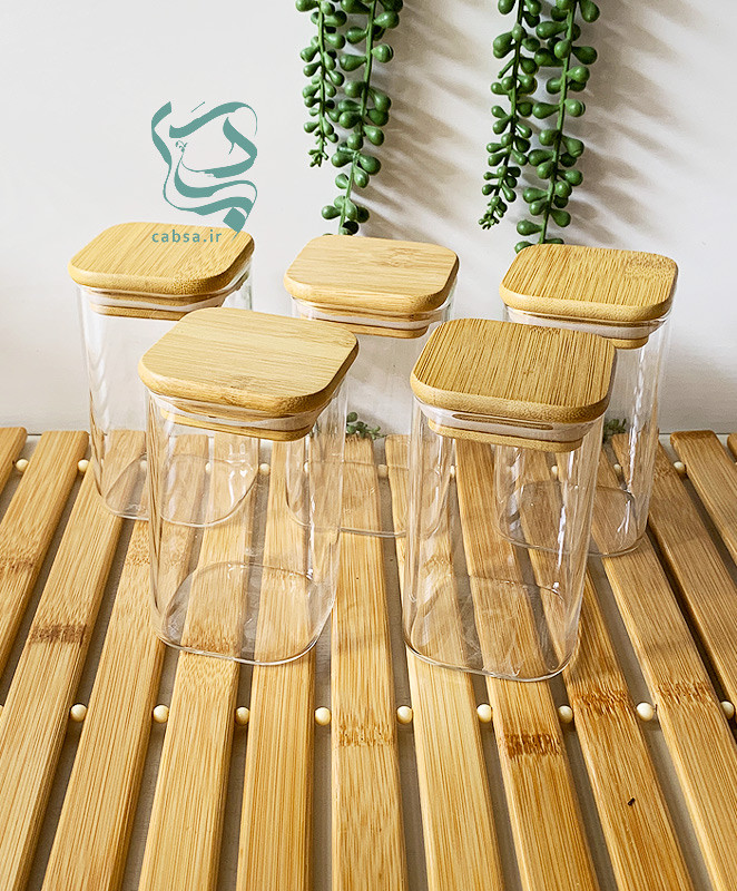 بانکه پیرکس مربع مناسب ادویهجات – دید شفاف از داخل ظرف