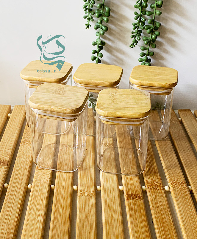 بانکه پیرکس آنتی شوک با درب بامبو و واشر سیلیکونی