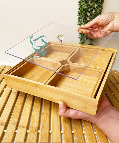 تیباکس بامبو چهارخانه با درب آکریلیک – نمای اصلی