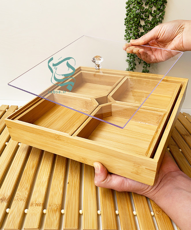 تیباکس بامبو چهارخانه با درب آکریلیک – نمای اصلی