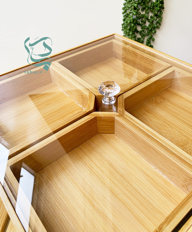 جعبه تی بگ دمنوش بامبو چهارخانه نمای داخلی