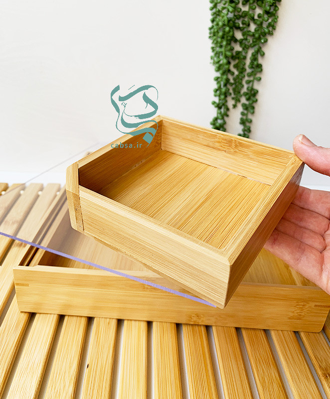 جعبه تی بگ دمنوش بامبو چهارخانه نمای داخلی