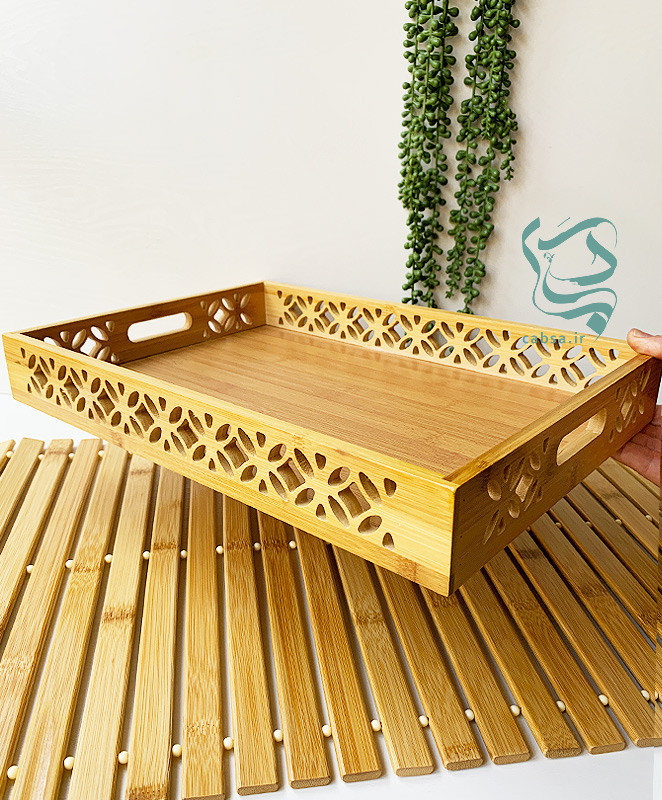 سینی بامبو متوسط با طراحی طبیعی