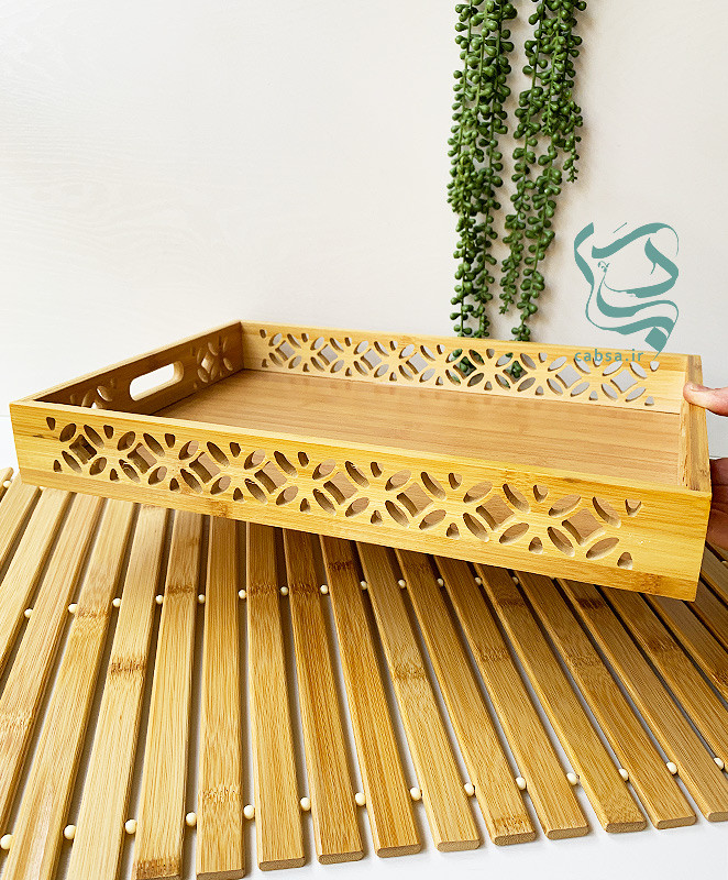 سینی سرو بامبو با طرح لبه زیبا – مناسب پذیرایی