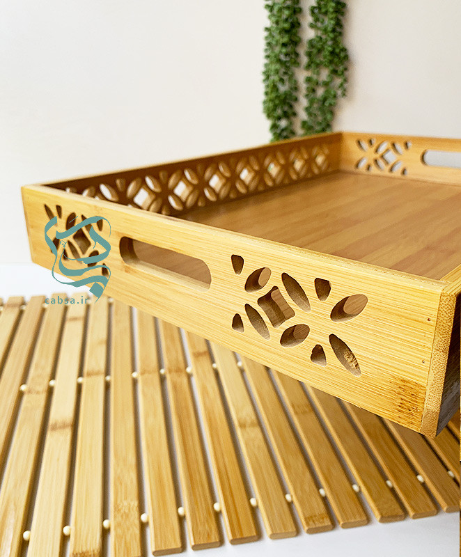 سینی دستهدار بامبو طرحدار – دکور میز پذیرایی