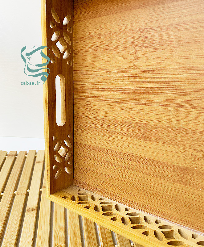 سینی دستهدار بامبو طرحدار – دکور میز پذیرایی