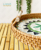 سینی راتان حصیری دسته دار کف صدف کاری کوچک انگلیش هوم ( علت تخفیف در مشخصات )