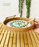 سینی راتان حصیری دسته دار کف صدف کاری کوچک انگلیش هوم ( علت تخفیف در مشخصات )