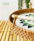 سینی راتان حصیری دسته دار کف صدف کاری کوچک انگلیش هوم ( علت تخفیف در مشخصات )